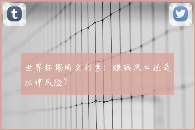 世界杯期间卖彩票:赚钱风口还是法律风险?